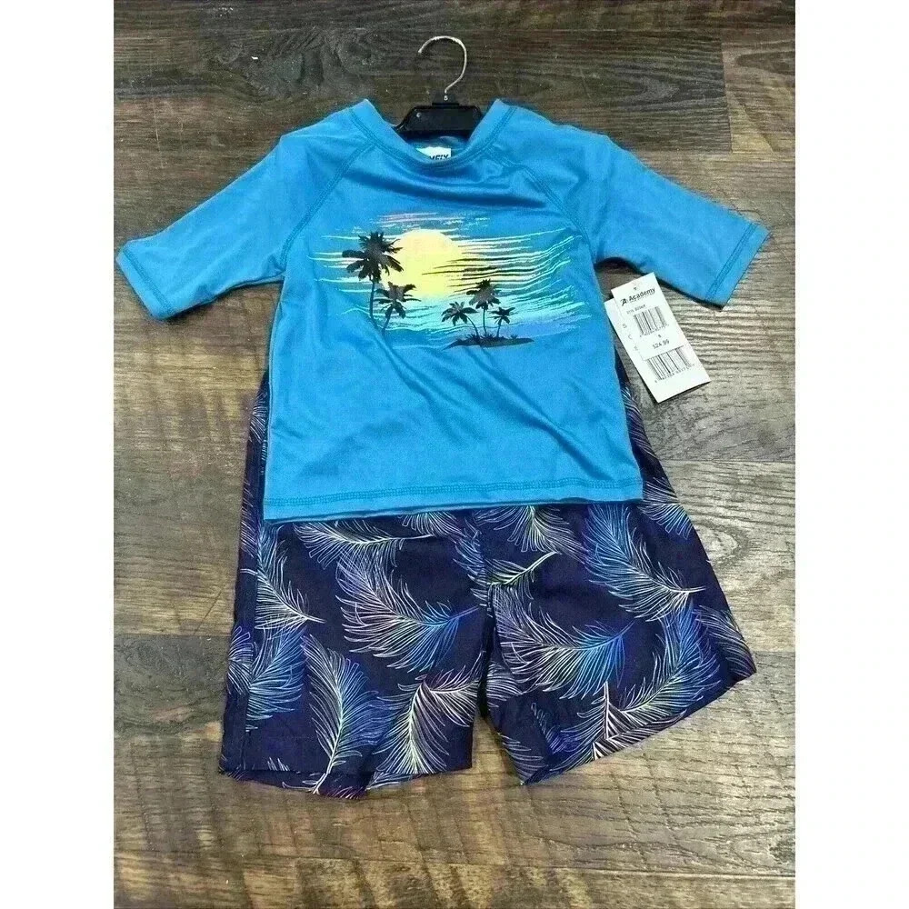 Swimfix Boy's 2 Piece Swim Trunks & Shirt Size 6 UPF 50+  Board Short New Beach